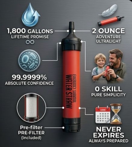 Emergency Water Survival Straw — Advanced Water Filter