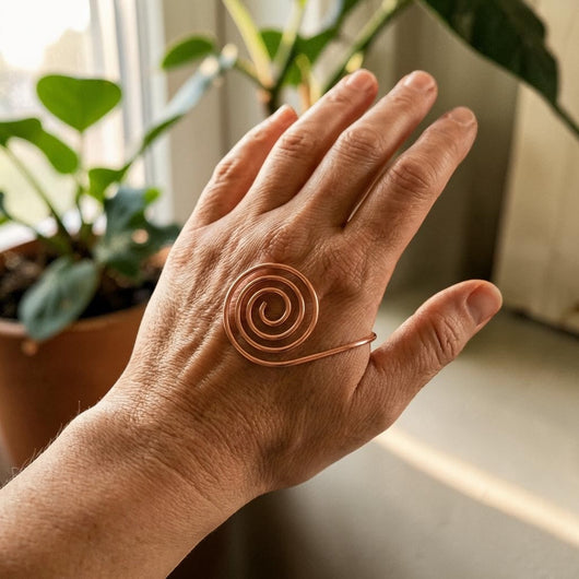 Flow Copper Hand Spiral Bracelet